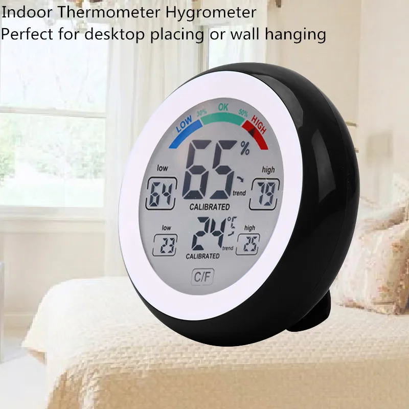 Цветной ЖК сенсорный экран цифровой гигрометр комнатный термометр Монитор