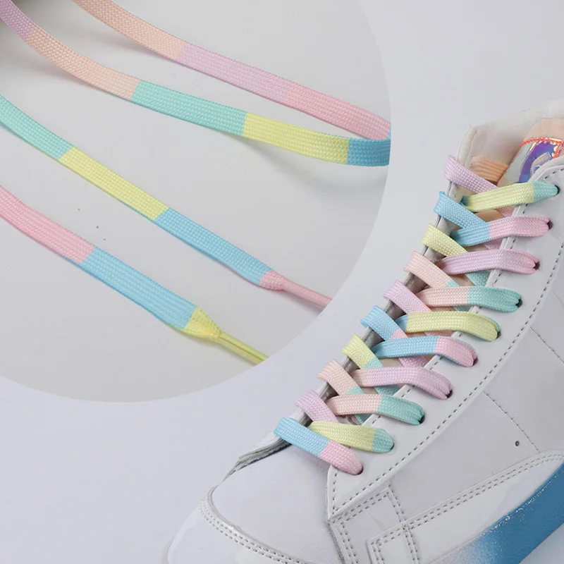 

Плоские шнурки унисекс, яркие холщовые шнурки для кроссовок с радужным градиентным принтом, повседневные спортивные ботинки