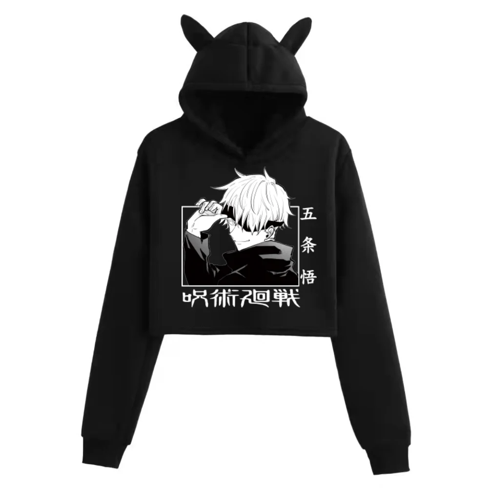 

Print Anime Jujutsu Kaisen cat ears Hoodie Fashion Pullovers Tops Cute Loose Woman Sweatshirt