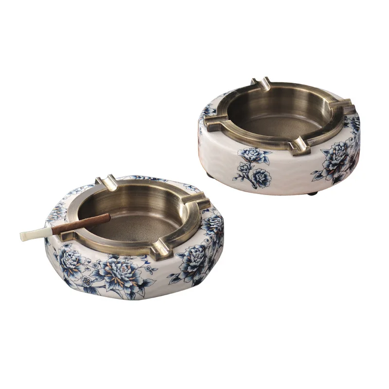 

Ceramic metal ashtray new Chinese blue and white household ashtray advertising cigar ashtray