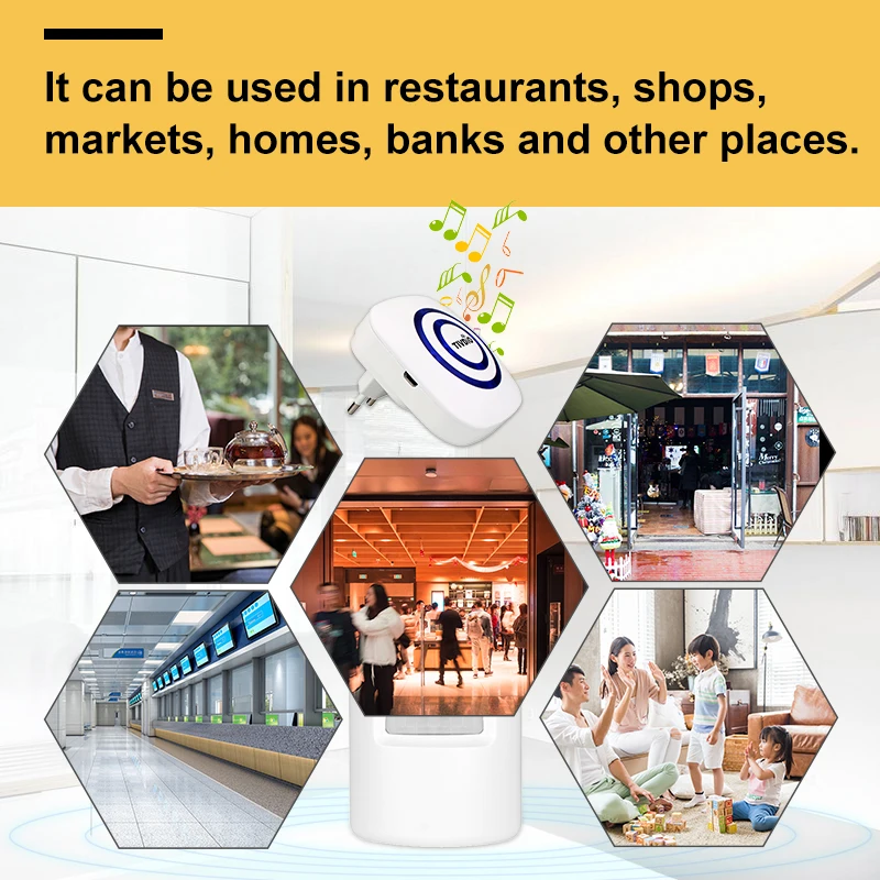 

Wireless Chime Alarm Alert Doorbell with PIR Motion Sensor Infrared Detector Induction Gate Entry Door Bell for Home F9506B