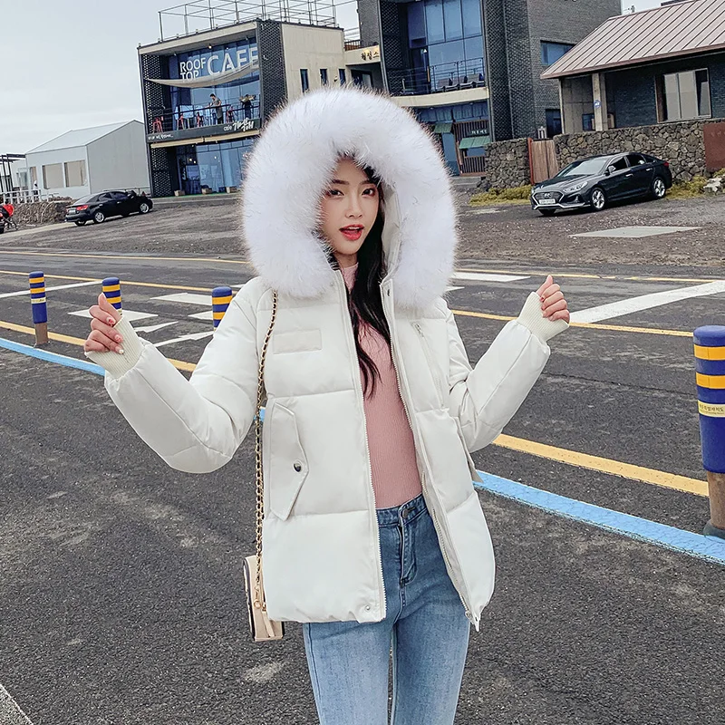 JOJX 2019 новый тонкий большой меховой воротник зимняя куртка для женщин с капюшоном