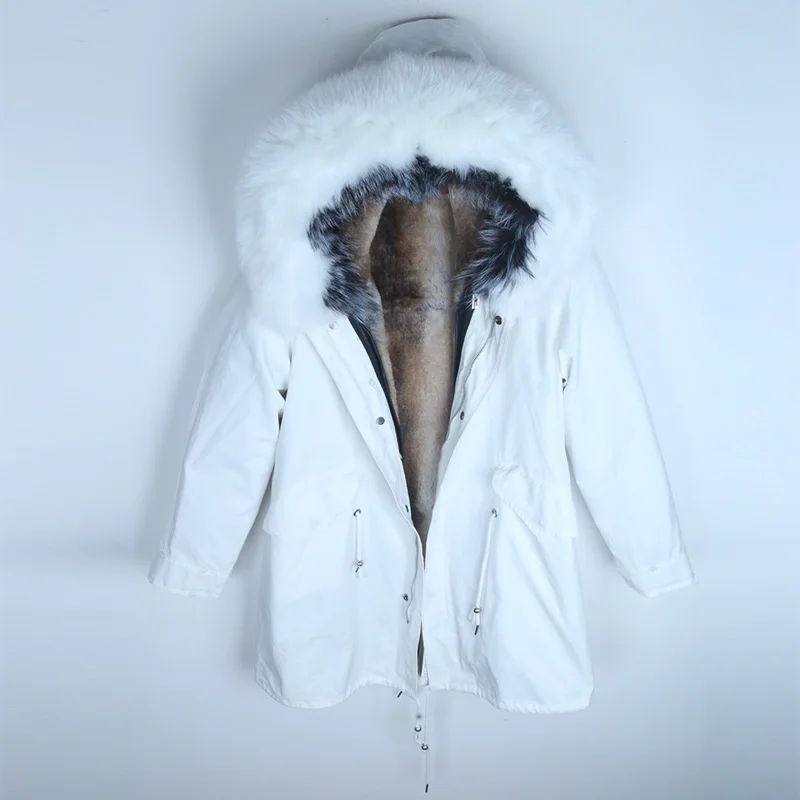 2019 new Warm winter ladies coat Natural rabbit fur lining jacket Real Fox Fur Collar Long Parka Fashion Thick real | Женская одежда