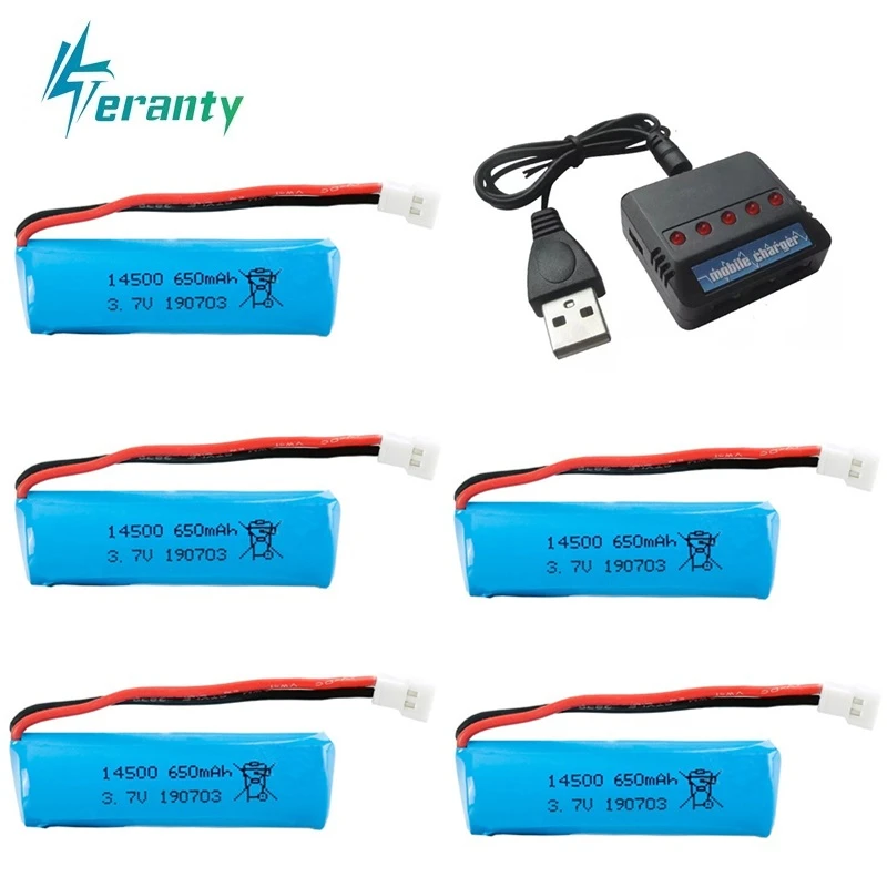 

3.7V 650mAH 14500 Lipo Battery + Charger For Syma F1 Remote control helicopter 3.7V battery for rc Toys Boat H116 Car Truck Tank