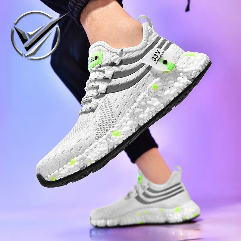 

Active Particle Running Shoes Popcorn Ultra-light Tide Sports Men's Shoes Flying Woven Casual Shoes Men's Sneakers