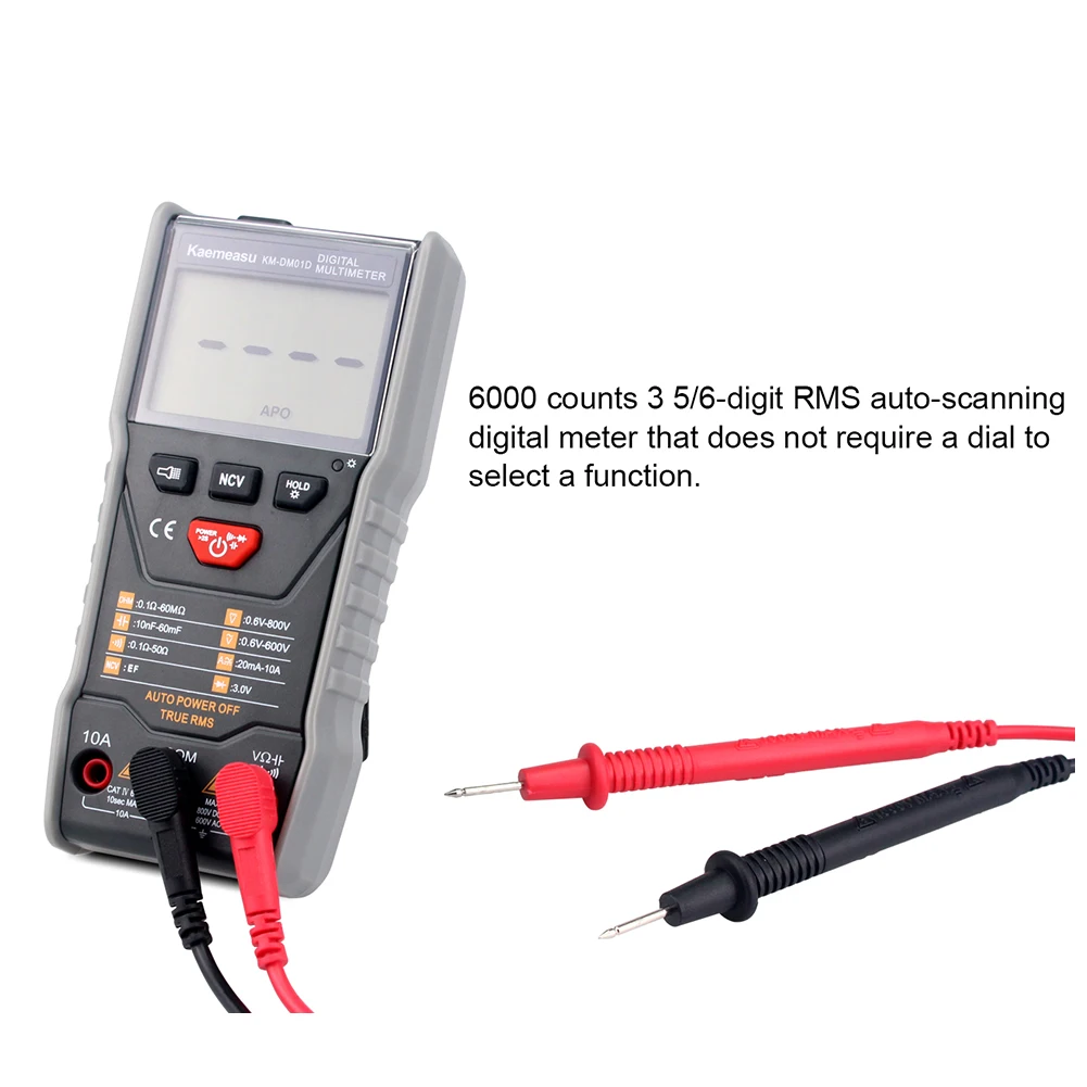 

Power Factor Multi-Functional Meter Ohm AC DC Volt Voltmeter Ammeter NCV Tester 6000 Counts Smart Digital Multimeter