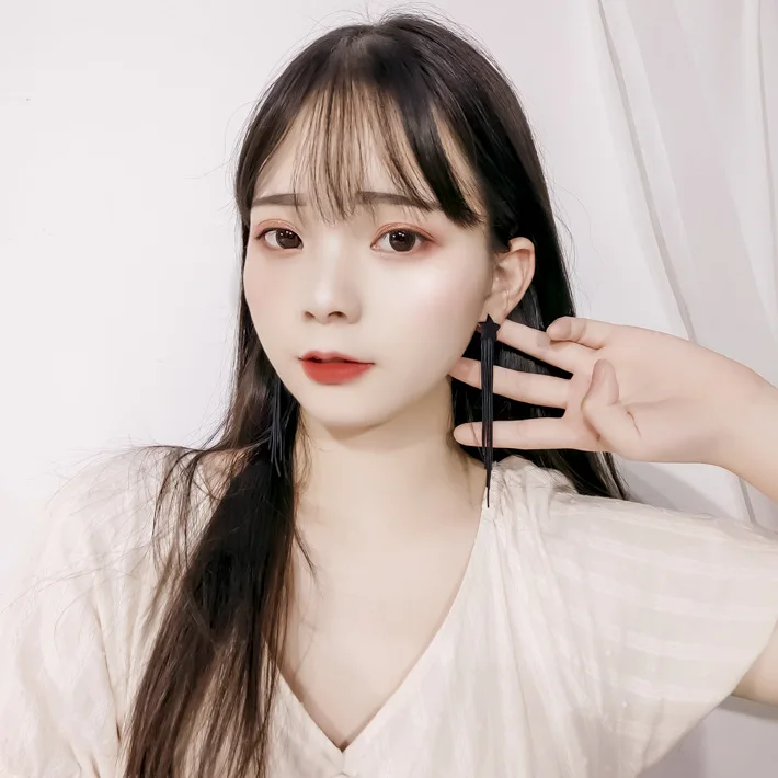 Корея новые элегантные черные звезды змея цепи кисточкой длинное эффектное