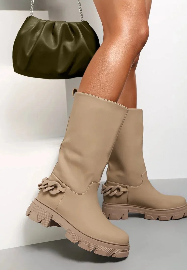 

Luxury Brand New INS Hot Chunky Heels White Boots Fashion Platform Solid Round Toe Women Boots Cool Thick Bottom Casual Boots
