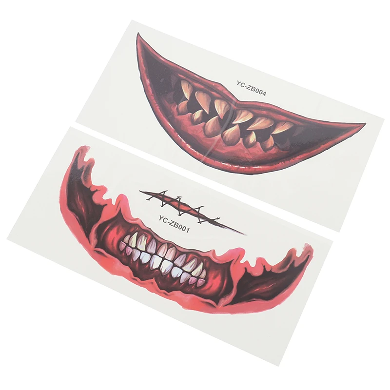 

Halloween Temporary Blood Knife Hourglass Skull Mouth Scary Body Makeup Tattoo Stickers DIY Halloween Decoration Party Supplies