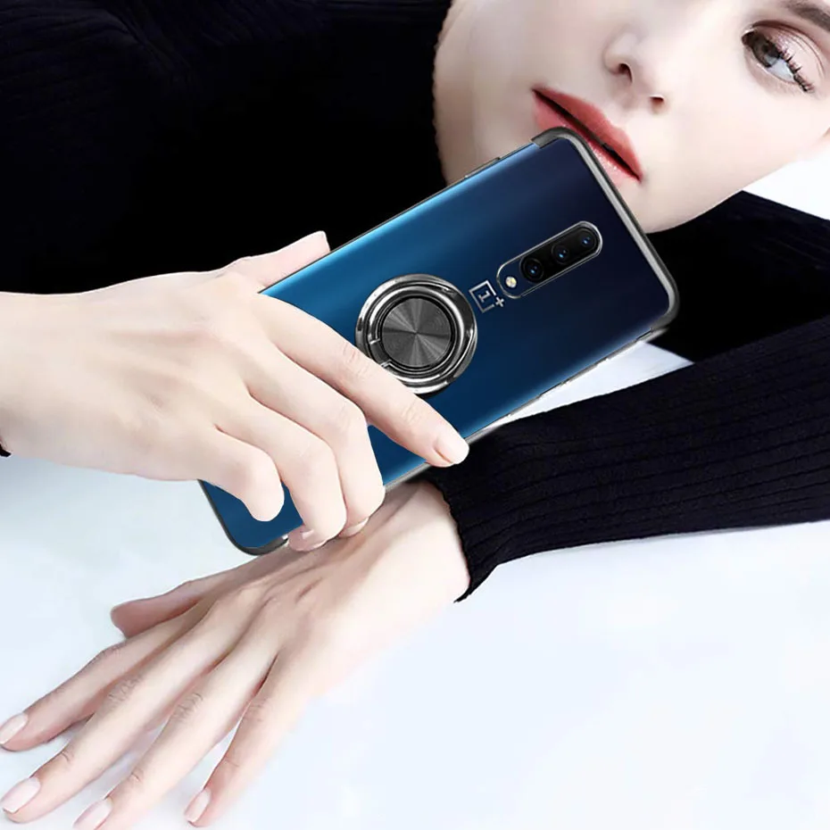 Прозрачный Магнитный силиконовый чехол для телефона Oneplus 8 Pro с
