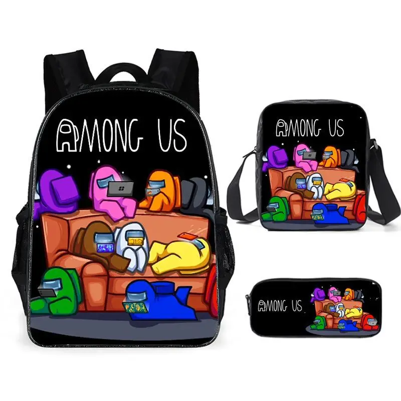 

Kids Game Among Crewmate US Impostor Schoolbag Travel Backpack Shoulder Bag Pencil Case Set Gift for Students