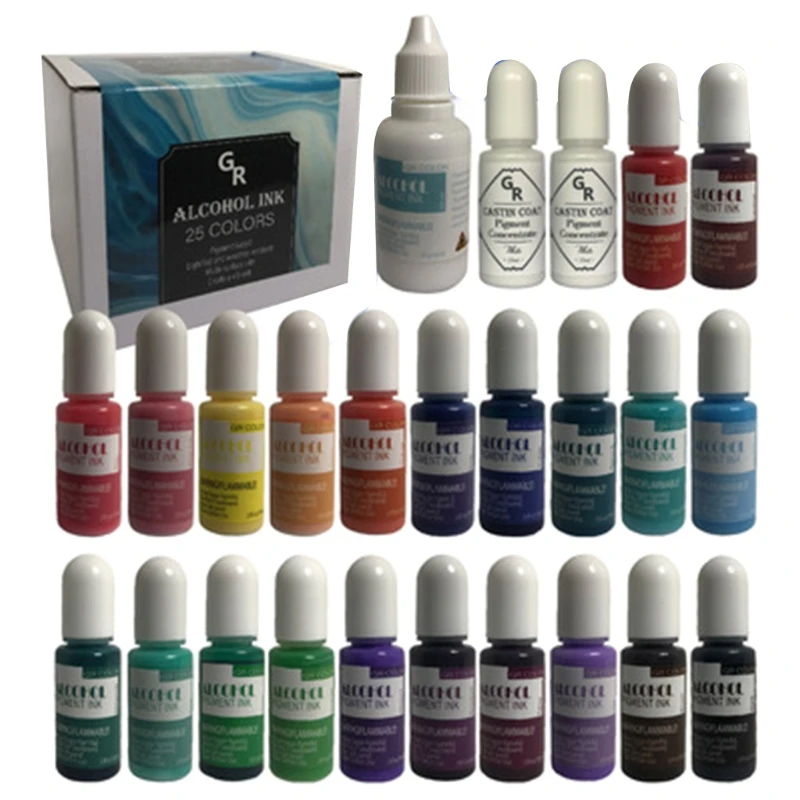 

L5YD 25 Colors Epoxy Pigment Liquid Colorant Dye Ink Diffusion UV Resin DIY Crafts Jewelry Making Accessory