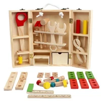 wooden simulation child maintenance toolbox nut disassembly toy wooden multifunctional toolbox portable box construction game