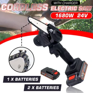 Перезаряжаемая электрическая пила Derosupp 24 В 1680 Вт, бесщеточный двигатель, деревообрабатывающий Электроинструмент с 2 батареями, набор для резьбы по дереву