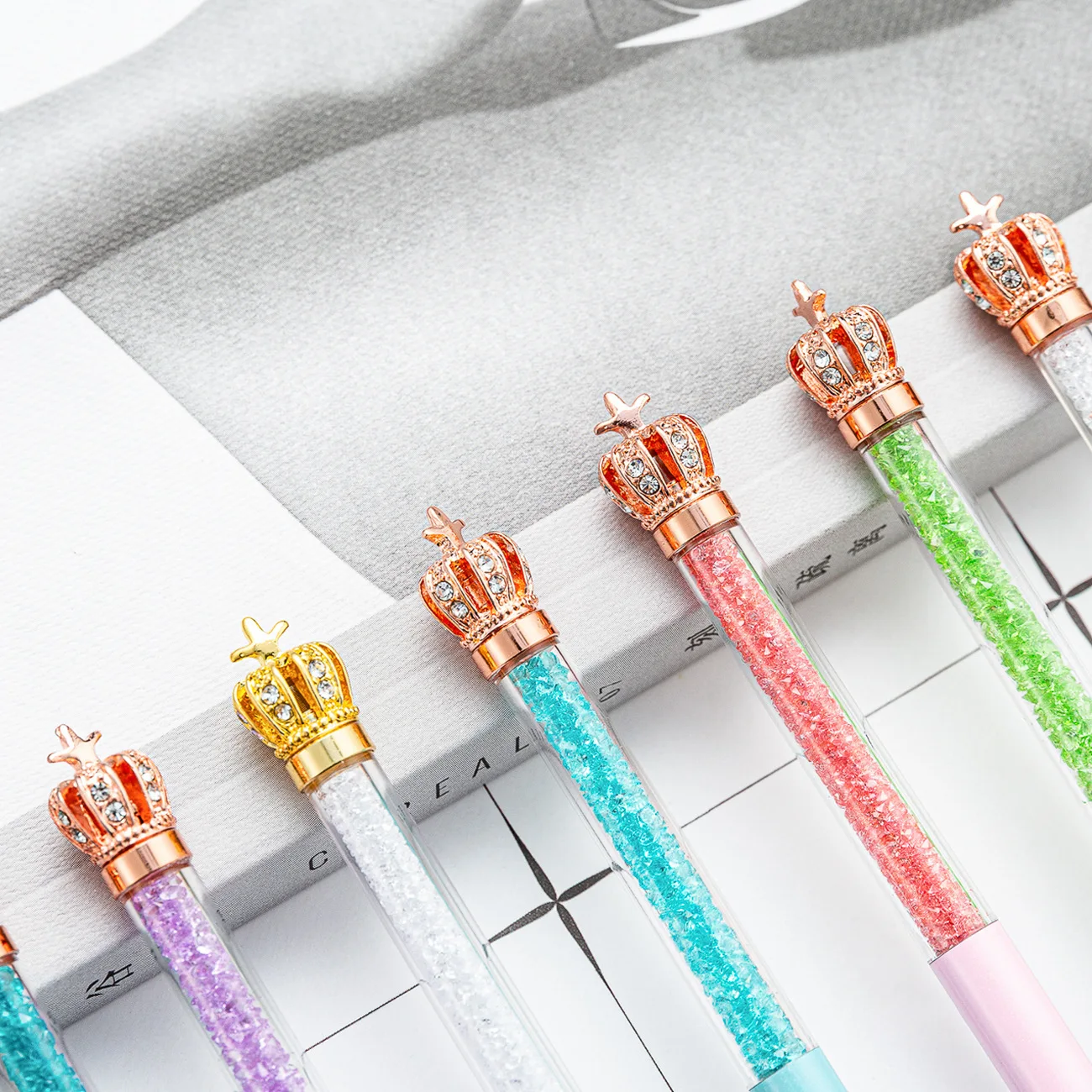 1 шт. креативные многоцветные хрустальные короны деловые металлические ручки для