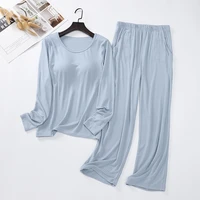 fdfklak modal cotton homewear ladies pajamas free bra cup long sleeve trousers suit casual pyjamas women winter 2 piece set