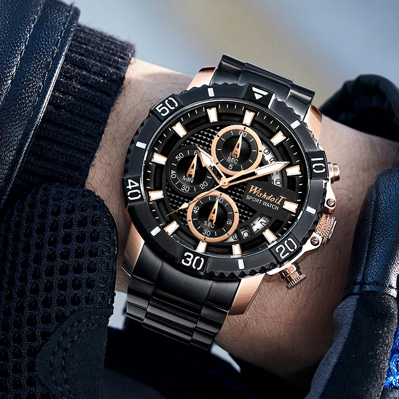 

2021 New Fashion Men's Watch Top Brand Stainless Steel Luxury Sports Chronograph Quartz Watch Men's Relogio Masculino