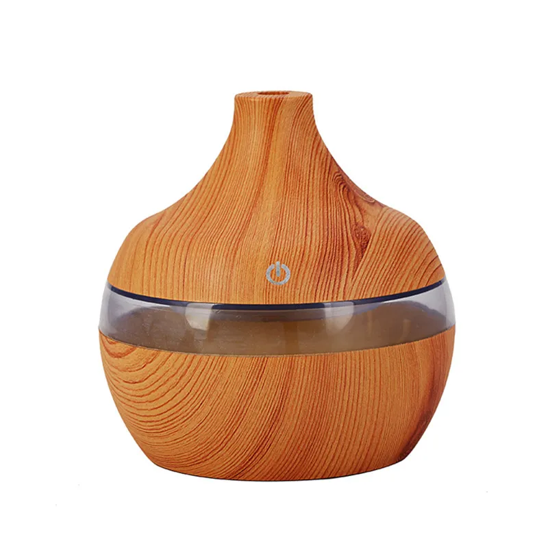 

300ml USB Ultrasonic Car Humidifier Wood Grain 7 Color LED Light Essential Oil Diffuser for Home and Office