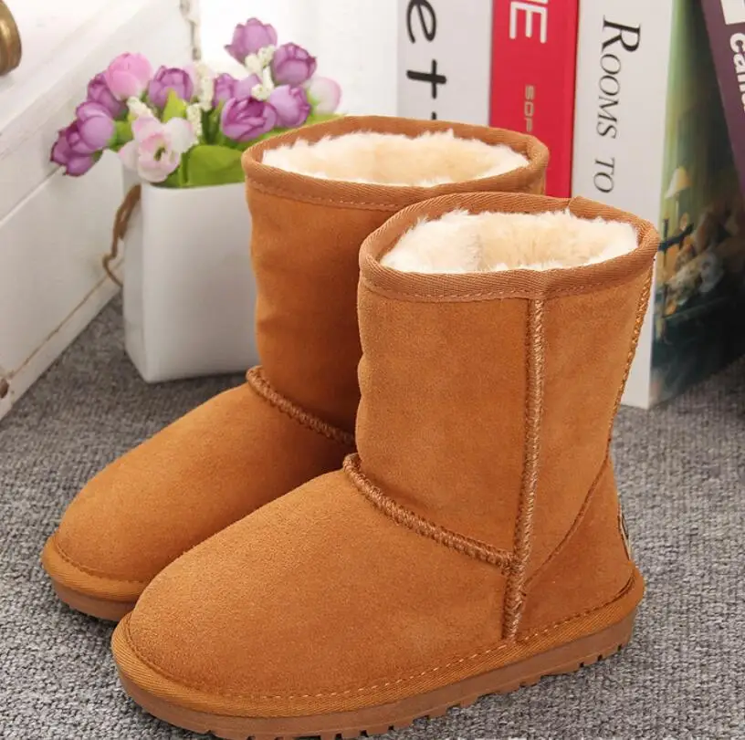 Детские зимние ботинки из австралийской кожи для девочек детская обувь теплые