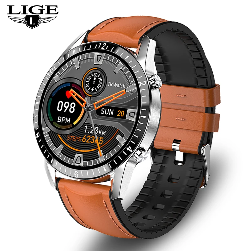

LIGE New Bluetooth Phone Smart Watch Men Waterproof Sport Multifunction Fitness Watch Health Tracker Weather Display smartwatch