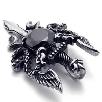 punk wing dragon crystal pendant sword necklace red black crystal dragon amulet jewelry alloy for christian men boy gift