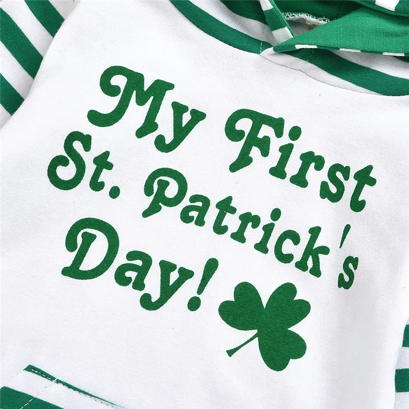 Spring Baby Rompers New Born Girls Clothes St.Patrick's Day Striped Hooded Mameluco Costumes Roupas De Bebe Dropshipping | Детская