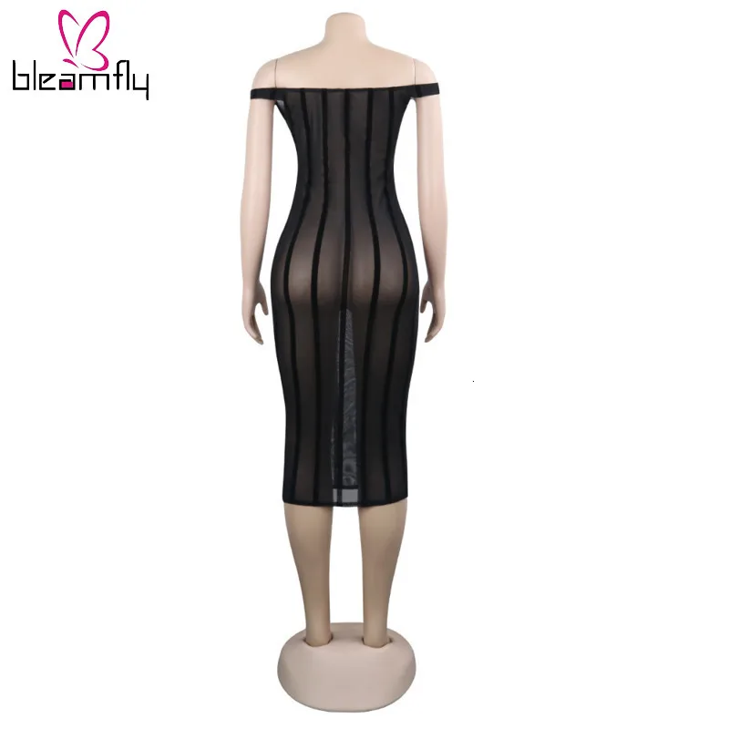Женское сексуальное облегающее Клубное платье в полоску из прозрачной сетки с