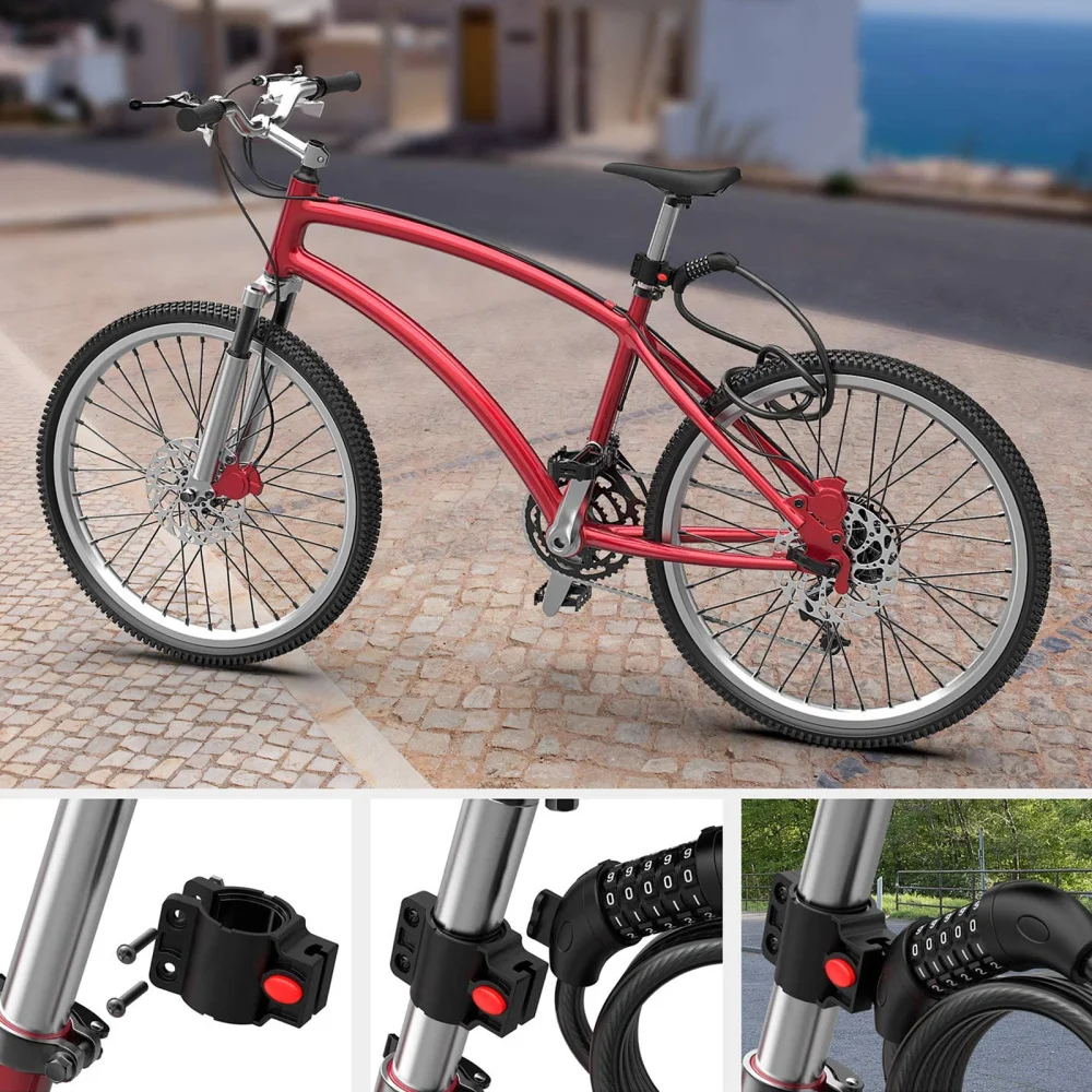 

Bike Chain Lock Resettable 5-Digit Number Cable Lock Lock (Black)