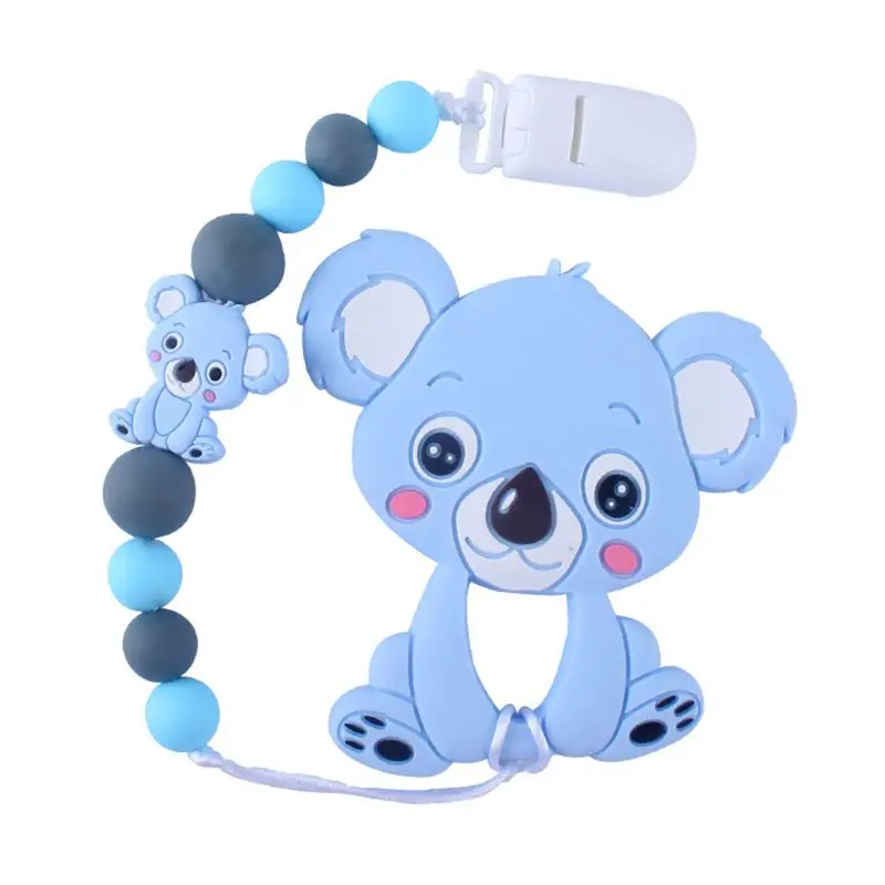 Младенцы молярная игрушка милый мультфильм животное коала зубной гель соска цепь Новорожденный ребенок силиконовый Прорезыватель для купания Подарки - Цвет: Синий