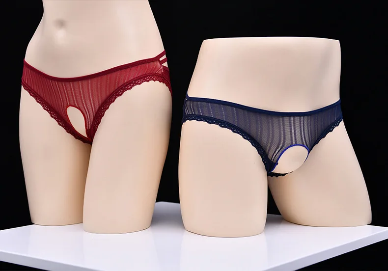 

New Mens Crotchless Underwear Sexy Sissy Lace Panties Gay Cuecas Tanga Stretch Briefs Thong Exotic Hot Sissy Open Crotch Panties