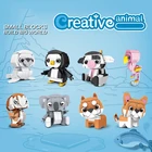 Креативные мини-блоки, аниме, фигурки животных, Шиба Пингвин коала фламинго, развивающие кирпичи, игрушки для детей