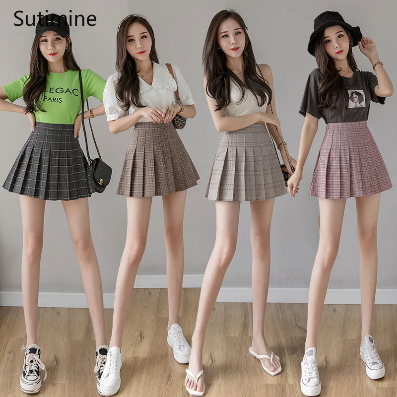 

Half-length Skirt Female Season Autumn A-line Group Embroidery Student Skirt High Waist New Pleated Skirt Female Short Skirt