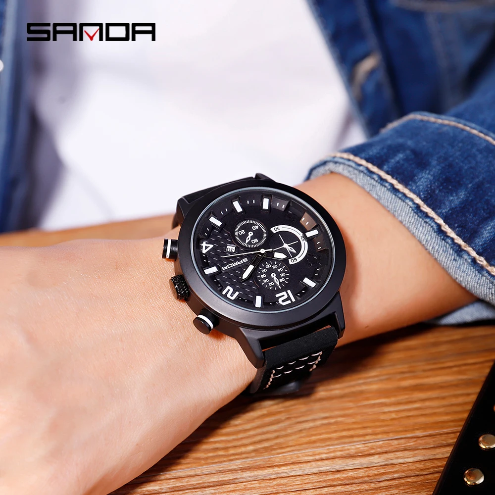 Модные спортивные часы с большим циферблатом шестиштырьковые