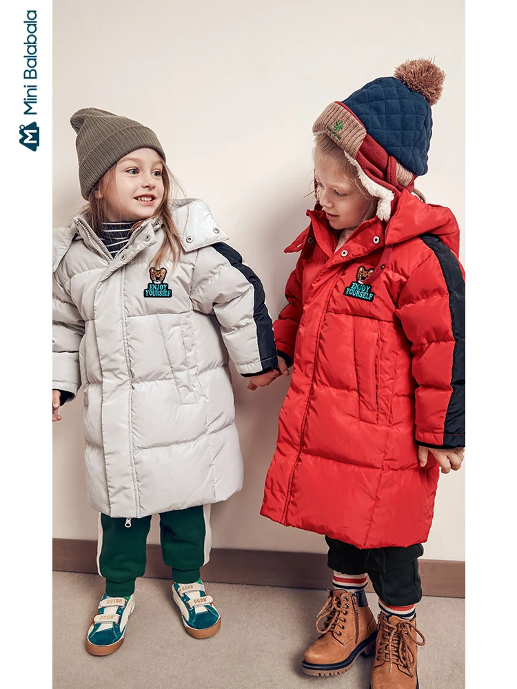 Детский пуховик Minibalabala зимняя длинная пуховая куртка с капюшоном для мальчиков и