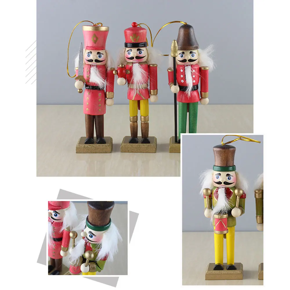 6 Pcs Wooden Doll Soldier Puppet Miniature Figurines Vintage Handcraft New Year Christmas Ornaments Home Decor | Дом и сад
