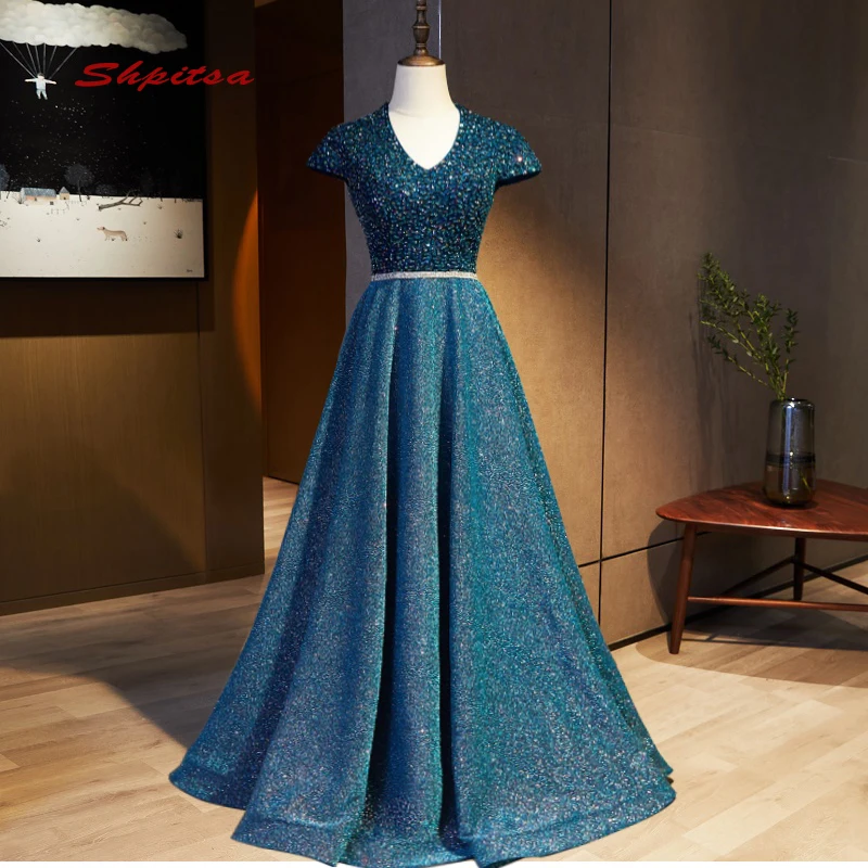 

Роскошные Длинные вечерние платья с блестками, элегантные женские вечерние платья для свадебной вечеринки, выпускного вечера