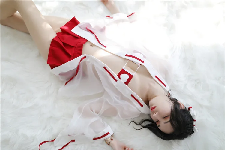 

Sexy lingerie Japanese cosplay witch love chest piece bundled pleated skirt uniform temptation suit