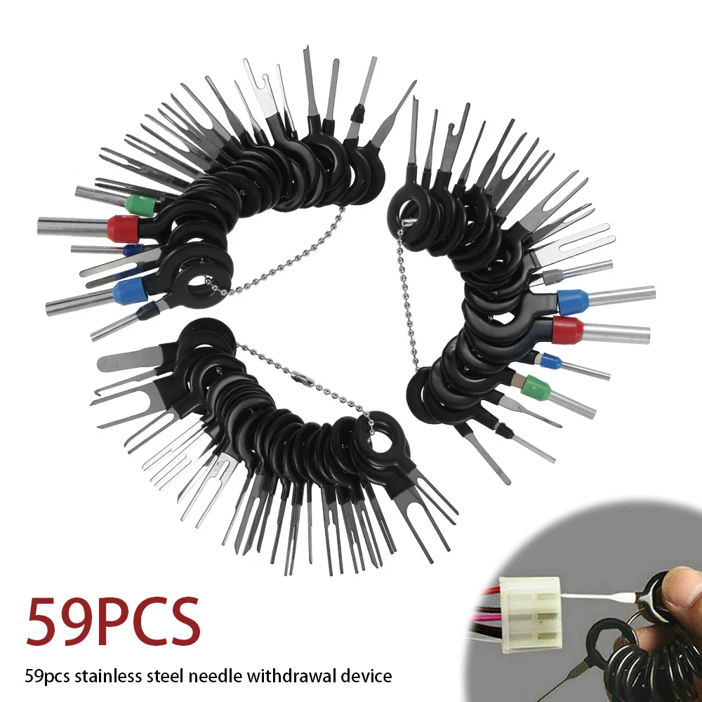 

59pcs Car Terminal Removal Kit Wiring Crimp Pin Connector Extractor Puller Terminal Ejector Kit Stylus Wire Crimp Pin Extractor