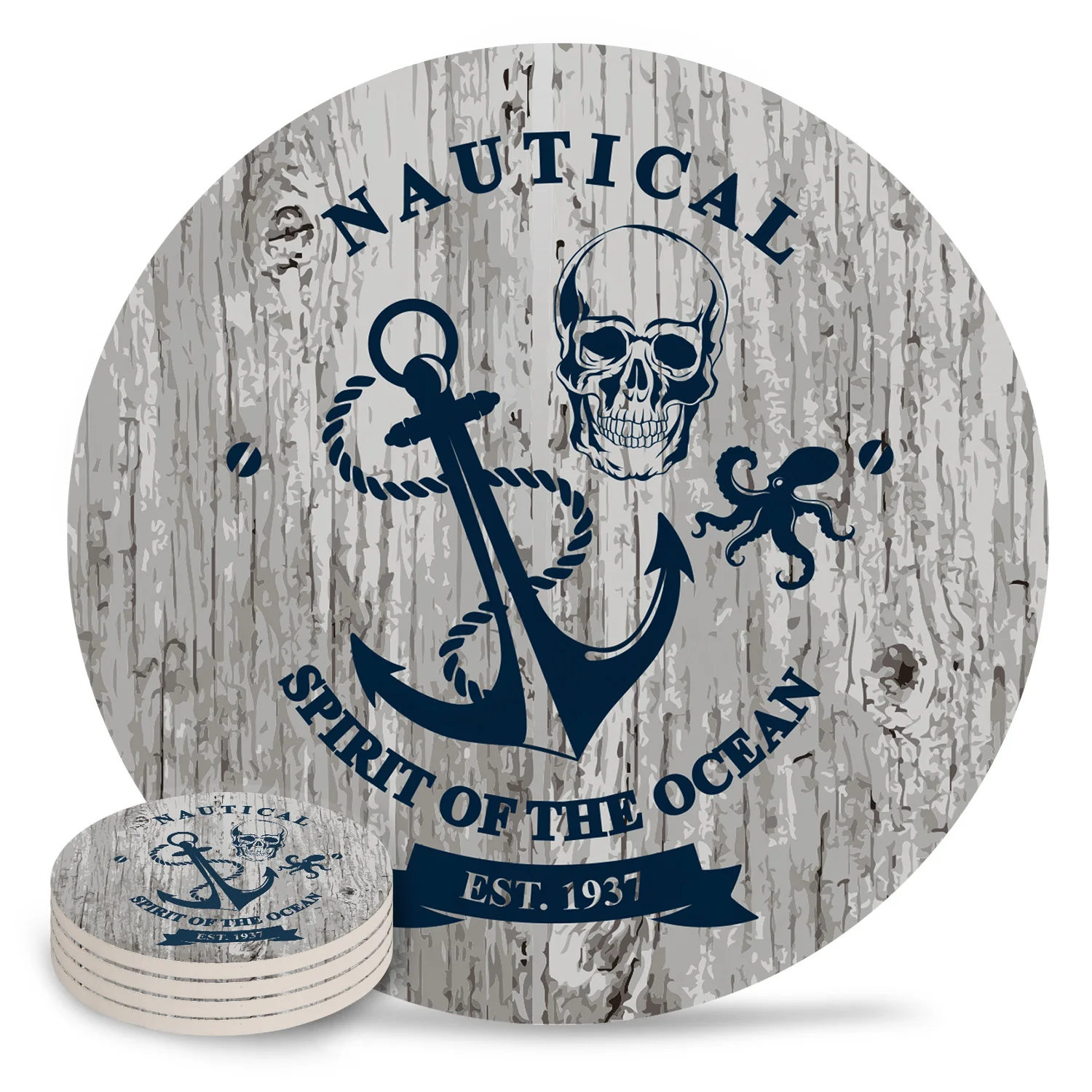 Винтажная подставка с якорем и черепом термостойкая чашка коврик для кружки кофе