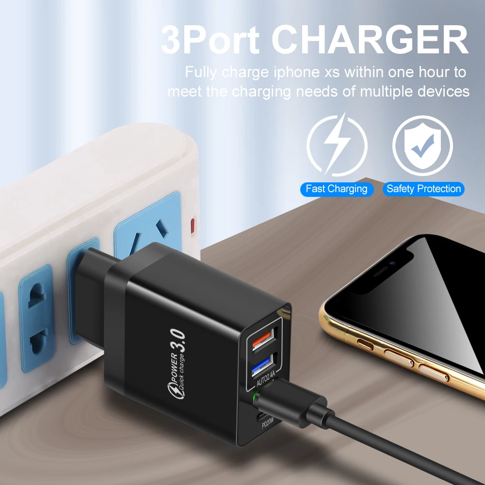 Универсальное зарядное устройство USB Type-C 30 Вт Quick Charge 3 0 PD