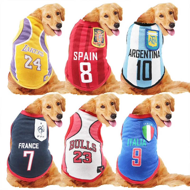 

Dog Clothes pet Vest Ventilate and Basketball Football National Team Shirt Pets jacket For Puppy Medium large Dogs boy girl