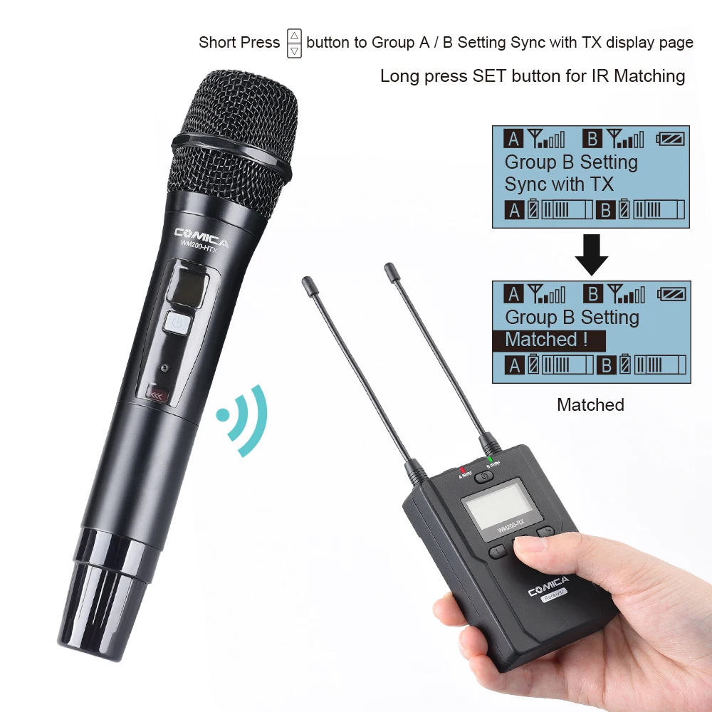 COMICA CVM WM200B/D беспроводной металлический UHF 96 каналов моно/стерео Lavalier интервью
