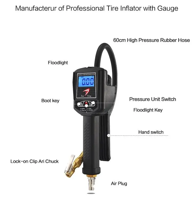 Цифровой манометр с ЖК дисплеем измеритель давления в шинах/воздухе/газе для