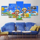 Домашний декор, Настенная картина, HD 5 панелей, Картина на холсте, игры Супер Марио, аниме, картины, современный стиль, плакат, спальня, модульная рамка