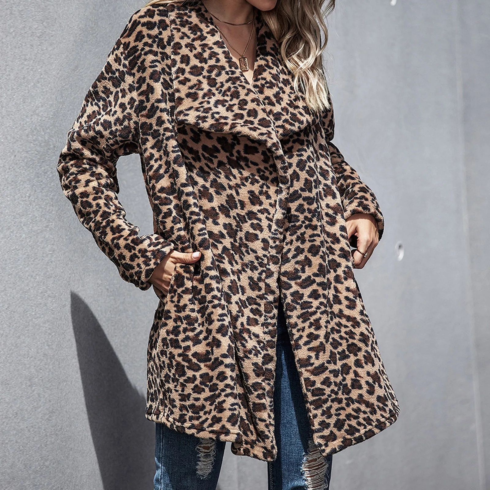 

Autumn winter sleeves print casual Outwear Female Street Tops Jacket Zipper Outwear Lcoat ladies long sleeves print casual coat