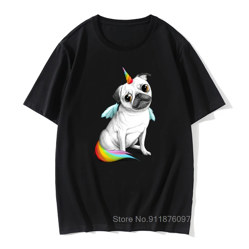 

Cute Pug Unicorn LGBT Rainbow Dog Discount Tee Shirt For Men Faddish Corgi Puppy Black Student T Shirts Funny Print Tops Tees