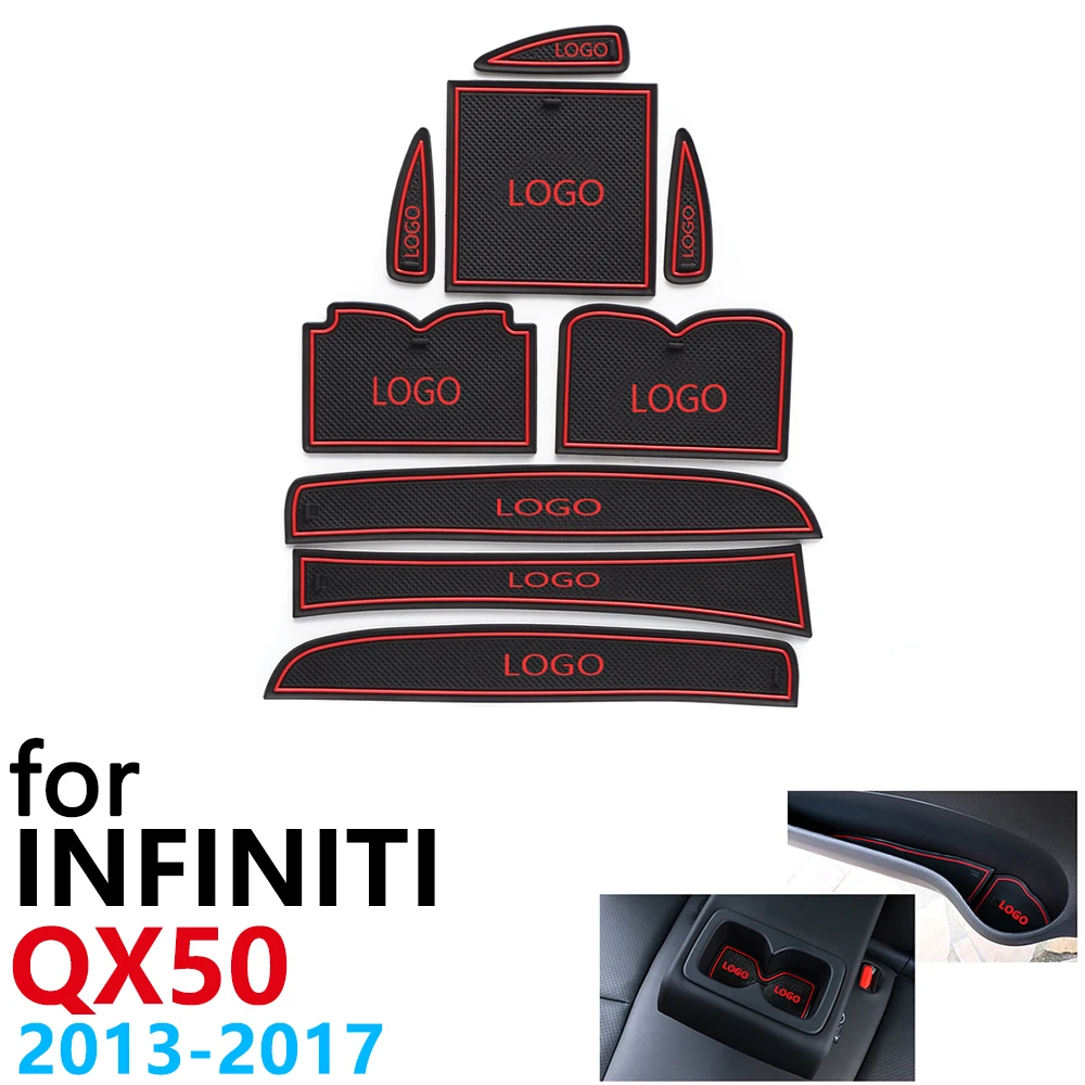Противоскользящий резиновый коврик для чашки дверной паз Infiniti QX50 J50 2013 ~ 2017