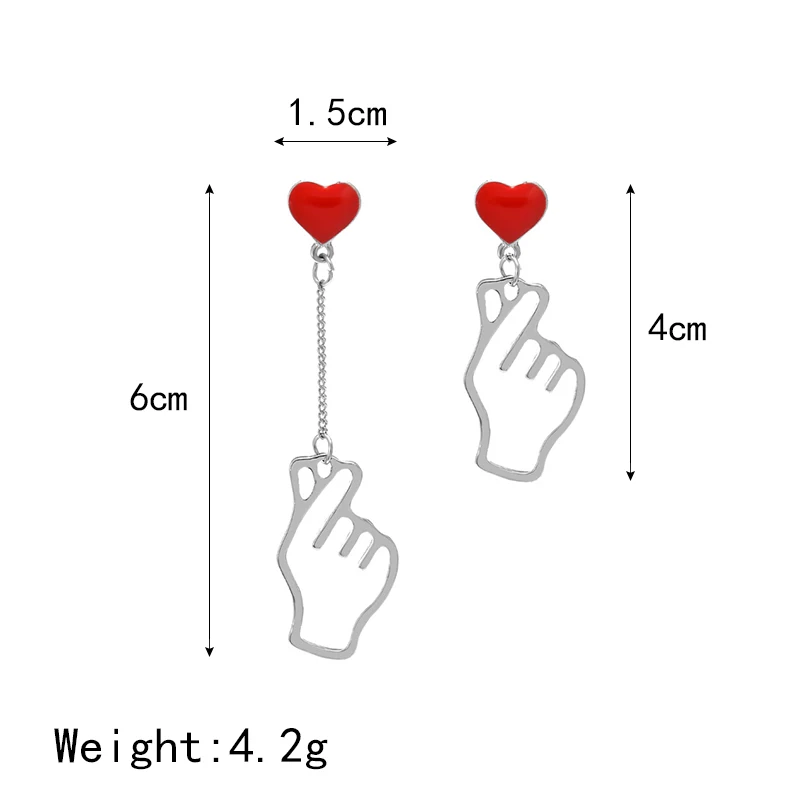 Женские серебряные серьги подвески с красным сердцем корейские капли