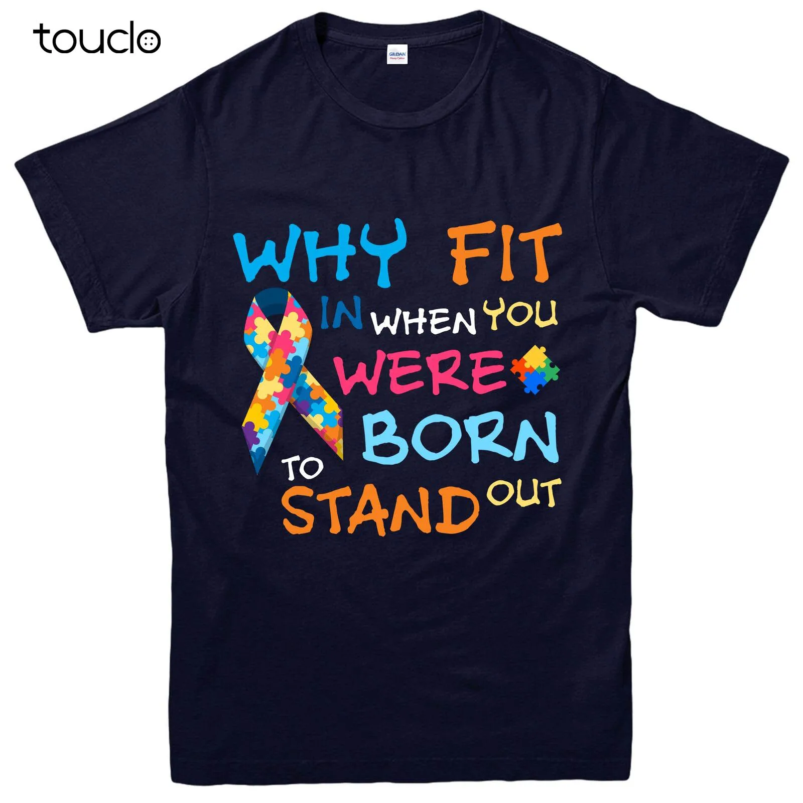 

New Autism Awareness T-Shirt, Born To Stand Out Gift Design Tee Top Unisex S-5Xl