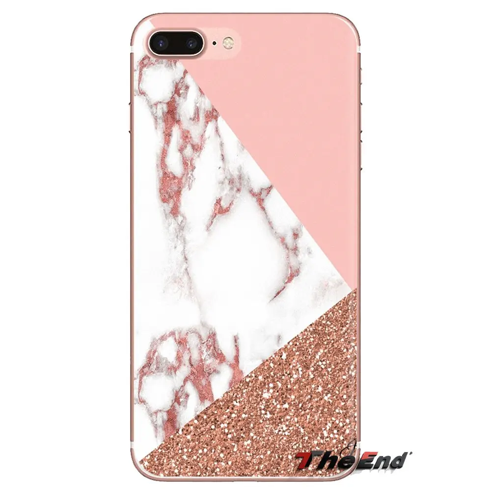 Мягкий корпус Чехол розовое золото блеск мраморные полосы для LG Spirit Motorola Moto X4 E4 E5